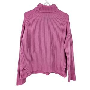Maje Sweater Pink Turtleneck Cashmere Ribbed Knit Long Sleeve Pullover Size 1
